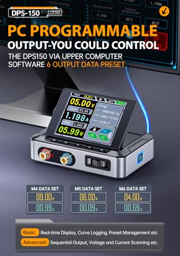 FNRSI【Upgraded DPS-150】DC Power Supply Variable with 100W Fast Charger, 0-30V 0-5A Adjustable DC CNC Power Supply, Power Ripple <20mV, PD/QC/DC Input with IPS Display, PC Programmable Power Supply