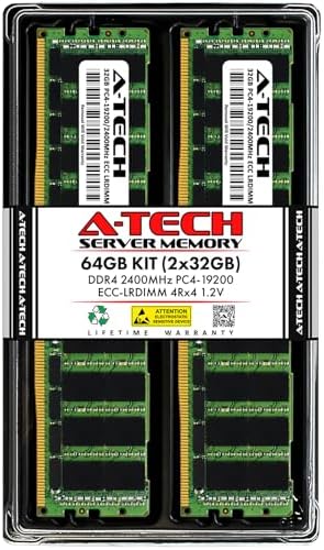 A-Tech 64GB Kit (2x32GB) DDR4 2400MHz PC4-19200 ECC LRDIMM 4Rx4 Quad Rank 1.2V Load Reduced DIMM 288-Pin Server RAM Memory Upgrade Modules (A-Tech Enterprise Series)|B0BPN3X471