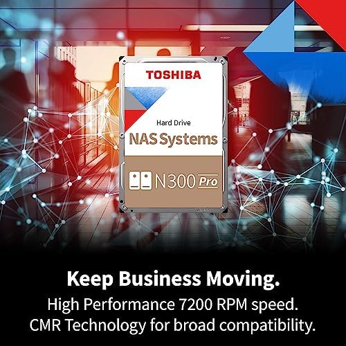 Toshiba N300 16TB NAS 3.5-Inch Internal Hard Drive - CMR SATA 6 GB/s 7200 RPM 512 MB Cache - HDWG51GXZSTA|B0CYR2ZZCX