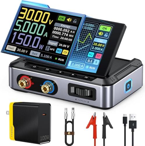 FNIRSI DPS-150 DC Power Supply Variable, 0-30V 0-5A Adjustable DC CNC Power Supply with 4-Digit IPS Display, <20mV Power Ripple, PD/QC/DC Input, PC Programmable Regulated Switching Power Supply|B0DFPK3S19
