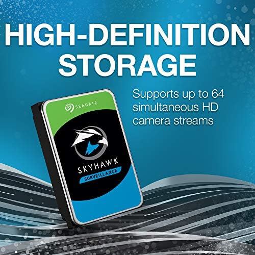 Seagate Skyhawk 4TB Video Internal Hard Drive HDD – 3.5 Inch SATA 6Gb/s 64MB Cache for DVR NVR Security Camera System with Drive Health Management and in-House Rescue Services (ST4000VXZ16/016