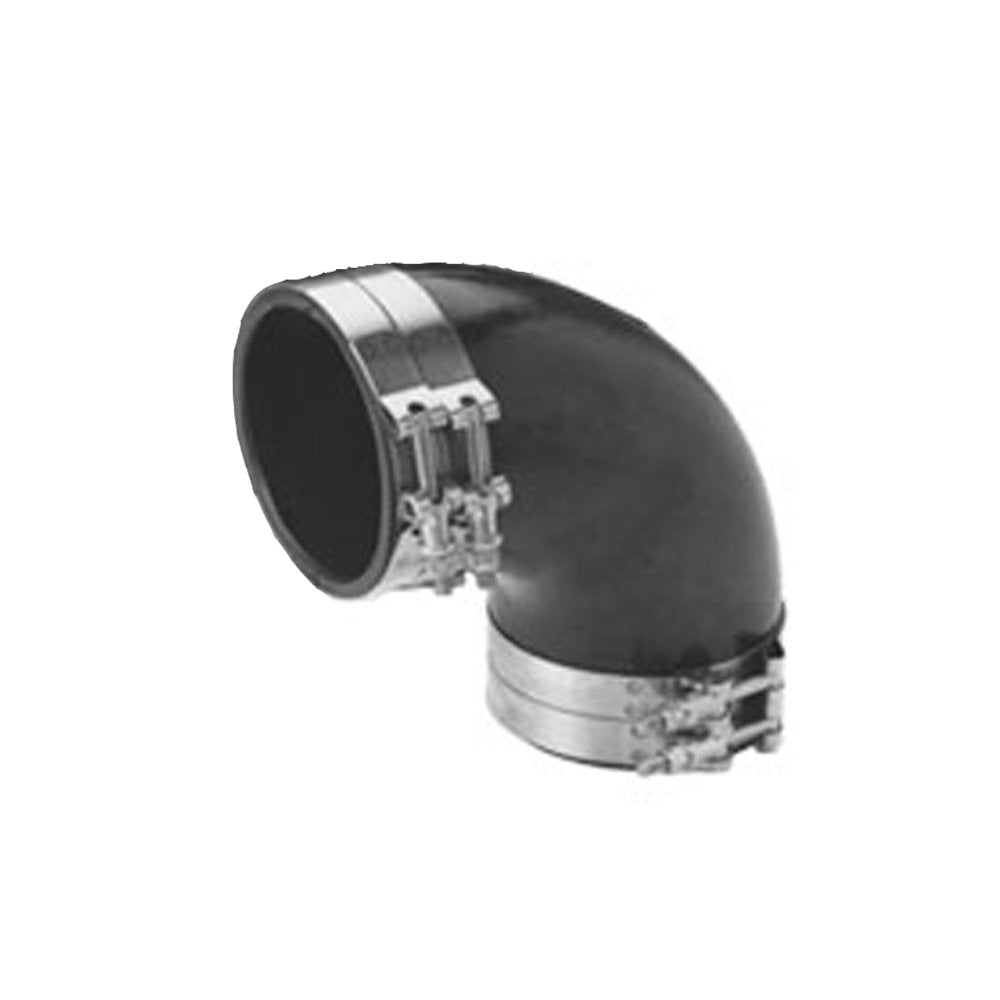 Trident Marine TRL-590-S/S Trident Black Rubber 90° Elbow w/T-Bolt Clamps, 5"