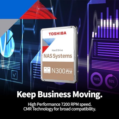 Toshiba N300 16TB NAS 3.5-Inch Internal Hard Drive - CMR SATA 6 GB/s 7200 RPM 512 MB Cache - HDWG51GXZSTA|B0CYR2ZZCX