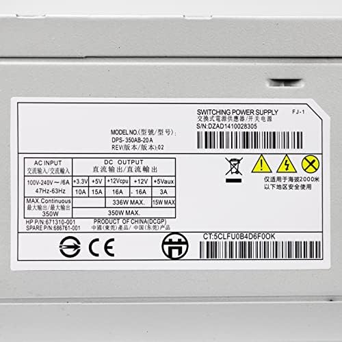 350W DPS-350AB-20A ATX Power Supply Compatible with HP ProLiant ML310e G8, Model 671310-001 686761-001 DPS-350AB-20 A PSU 24 Pins Power Supply for Hp 350w Power Supply