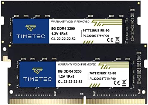 Timetec 16GB DDR4 3200MHz (or 2933MHz or 2666MHz PC4-25600 Non-ECC Unbuffered 1.2V CL22 2Rx8 Dual Rank 260 Pin SODIMM Laptop Notebook PC Computer Memory RAM Module Upgrade