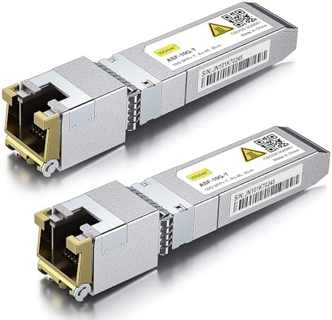 10GTEK 10GBase-SR SFP+ LC Transceiver, 10G 850nm Multimode SFP Module, up to 300 Meters, for Cisco SFP-10G-SR, Meraki MA-SFP-10GB-SR, Ubiquiti UniFi UF-MM-10G, Fortinet, TP-Link and More, Pack of 2|B08BP55663