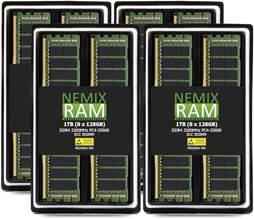 NEMIX RAM 256GB (4X64GB DDR4 3200MHZ PC4-25600 2Rx4 1.2V CL22 288-PIN ECC RDIMM Registered Server Memory KIT Compatible with Dell PowerEdge T550 Tower