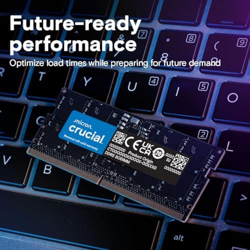 Crucial 32GB DDR5 RAM Kit (2x16GB, 5600MHz (or 5200MHz or 4800MHz Laptop Memory 262-Pin SODIMM, Compatible with Intel Core and AMD Ryzen 7000, Black - CT2K16G56C46S5