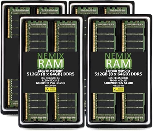 NEMIX RAM 32GB (1X32GB DDR5 6400MHZ PC5-51200 CL52 2Rx4 1.1V 288-PIN ECC RDIMM Registered Server Memory Compatible with Dell PowerEdge R470 Rack Server