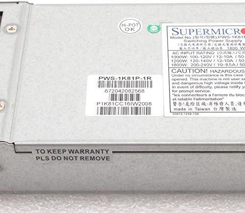 Supermicro Computer PWS-1K81P-1R Power Supply