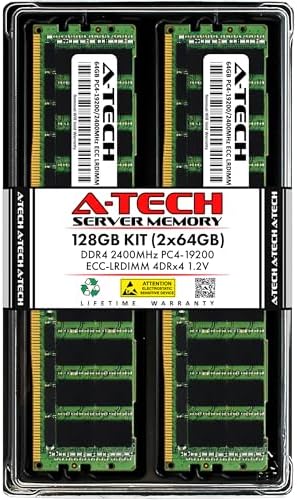 A-Tech 64GB Kit (2x32GB) DDR4 2400MHz PC4-19200 ECC LRDIMM 4Rx4 Quad Rank 1.2V Load Reduced DIMM 288-Pin Server RAM Memory Upgrade Modules (A-Tech Enterprise Series)|B0BPN3X471