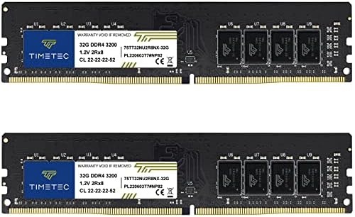 Timetec Pinnacle Konduit 32GB KIT(2x16GB) DDR4 3200MHz PC4-25600 CL16-18-18-38 XMP2.0 Overclocking 1.35V Dual Rank Compatible for AMD and Intel Desktop Gaming PC Memory Module - Black|B09T2G15VF