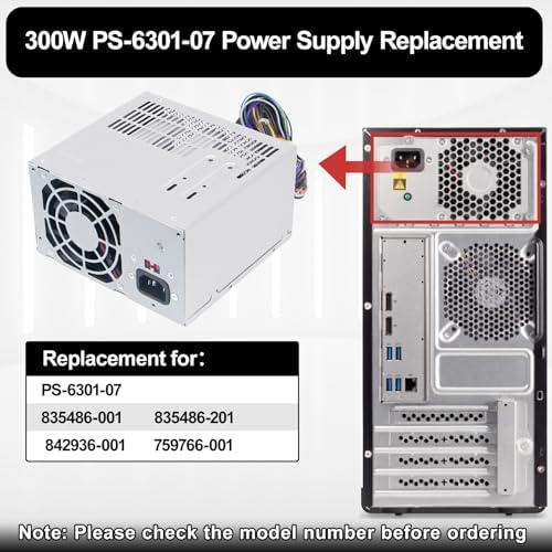 LXun Upgraded DPS-300AB-73 A 300W Power Supply Compatible with HP Omen 510 560 570 HP Pro Server Power Supply 667893-003Q PSU Replacement for Part PS-6301-07 715185-001 759766-001 PSU|B0FK4N122M