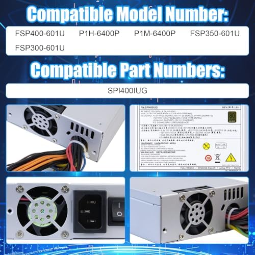 Upgraded FSP400-601U P1H-6400P 400W Power Supply P1M-6400P FSP350-601U FSP300-601U PSU Compatible with 1U -5V FSP400-601U SPI400IUG Switching Power Supply