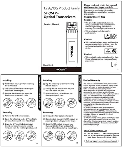 10Gtek 10GBase-T SFP+ to RJ-45 Transceiver, 10Gbe SFP+ to Copper Ethernet Module for HPP, HP Aruba, TP-Link TL-SM5310-T and More, RJ-45 SFP+ CAT.6a, up to 30-Meter|B07X44LN52