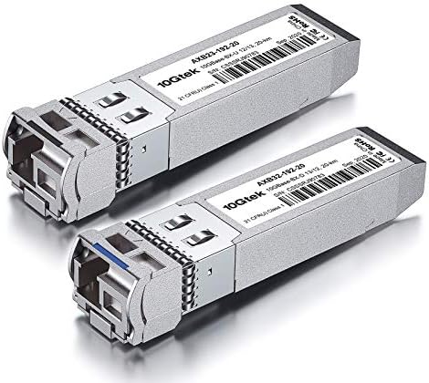 10Gtek 10GBase-LR SFP+ Transceiver, 10G 1310nm SMF SingleMode Fiber Optic Module, 10km, for Cisco SFP-10G-LR, Meraki MA-SFP-10GB-LR, Ubiquiti UniFi UF-SM-10G, Fortinet, Mikrotik, Netgear, Pack of 2|B08BP4M8LV