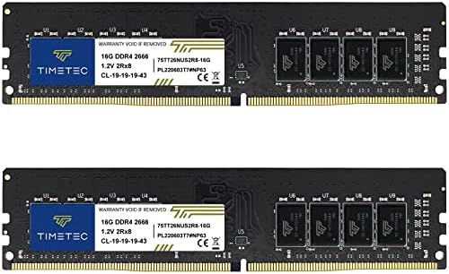 Timetec 32GB KIT(2x16GB) DDR4 2666MHz PC4-21300 Non-ECC Unbuffered 1.2V CL19 2Rx8 Dual Rank 288 Pin UDIMM Desktop Memory RAM Module Upgrade (32GB KIT(2x16GB))|B07CQ8FJXB