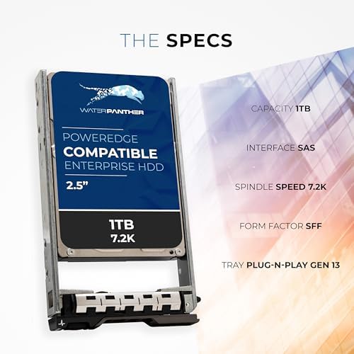Dell 1TB 7.2K RPM SAS 12Gb/s 2.5" HDD for Dell PowerEdge Servers | Enterprise Hard Drive in G13 Tray | Comparable to 56M6W 056M6W 400-ALUN 400-AIYX 7K71G 07K71G 400-ALUQ CFMWR