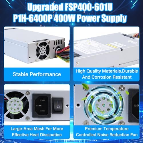Upgraded FSP400-601U P1H-6400P 400W Power Supply P1M-6400P FSP350-601U FSP300-601U PSU Compatible with 1U -5V FSP400-601U SPI400IUG Switching Power Supply