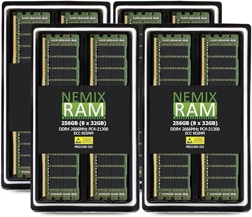 NEMIX RAM 32GB (2X16GB DDR4 2666MHZ PC4-21300 1Rx8 1.2V CL19 288-PIN ECC RDIMM Registered Server Memory KIT Compatible with Dell EMC PowerEdge R7425 Server