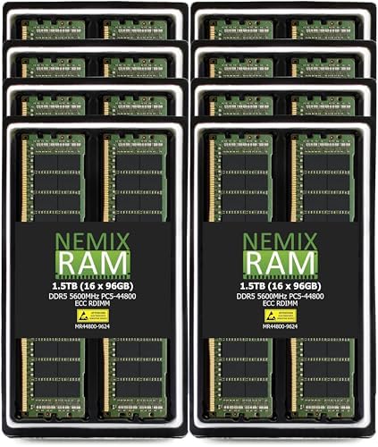RAM 192GB (2X96GB DDR5 5600MHZ PC5-44800 CL46 2Rx4 1.1V 288-PIN ECC RDIMM Registered Server Memory KIT Compatible with Dell PowerEdge T560 Tower Server