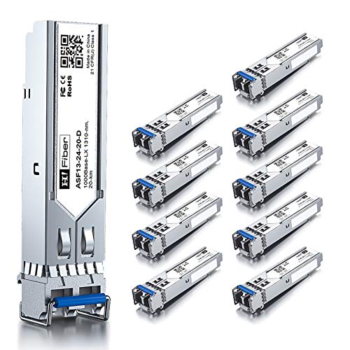 H!Fiber 1.25G Single Mode SFP LC Module, 1000Base-LX/LH Fiber Transceiver for Cisco GLC-LH-SMD, Meraki, Ubiquit UniFi, TP-Link, Fortinet, Intel, Netgear, Mikrotik and More (SMF,1310nm,20km,DDM) 2 Pack|B07B4B33N6