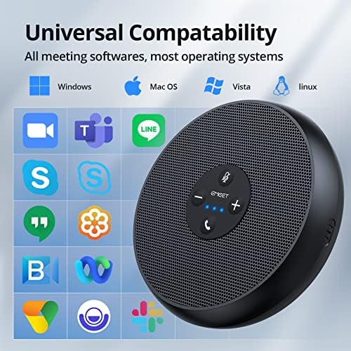 EMEET Conference Speakerphone M0 Plus, 4 AI Mics 360° Voice Pickup, Noise Reduction, USB C Speaker, Bluetooth Conference Speaker for 8 People w/Daisy Chain for 16 Compatible with Leading Software