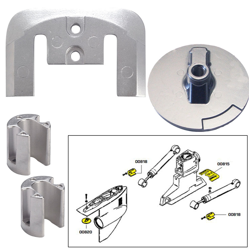 Tecnoseal Anode Kit w/Hardware - Mercury Bravo 2-3 up to 2003