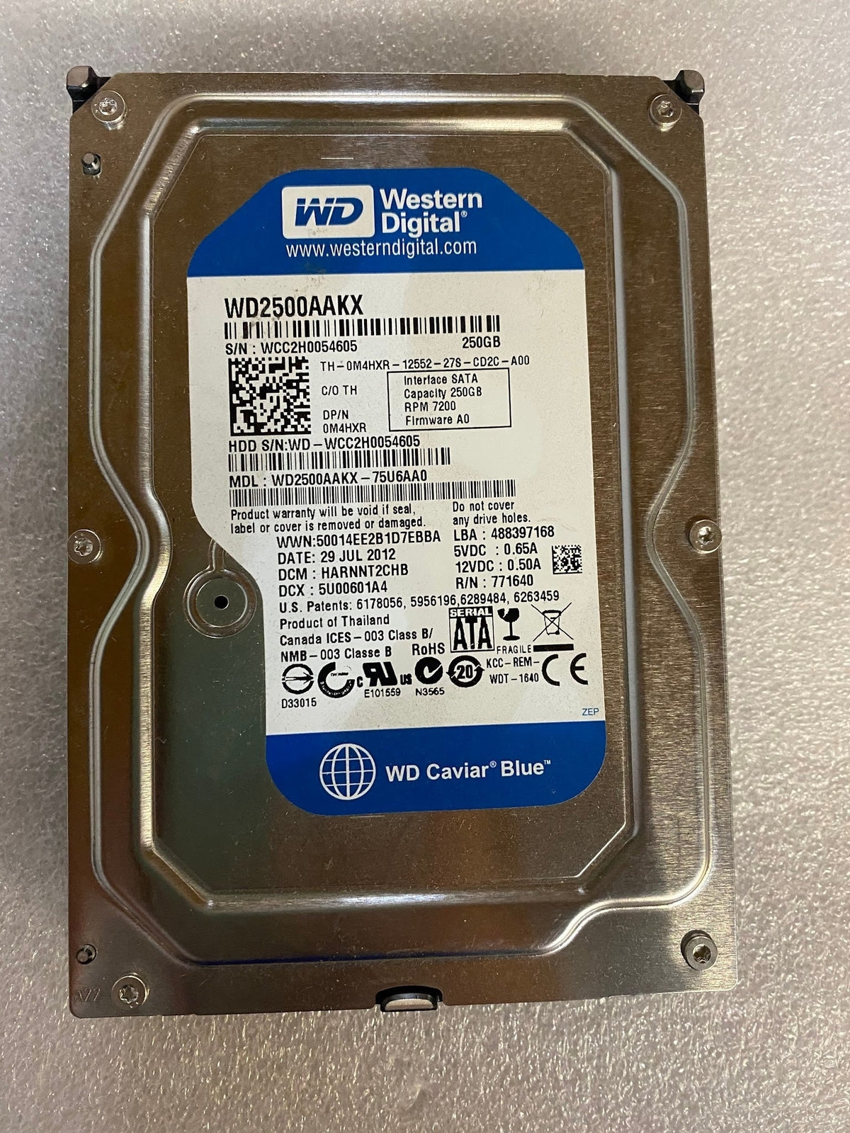 WD 0M4HXR - 250GB 7.2K SATA 6Gbps 3.5in HDD WD2500AAKX | Alo Tech Solutions