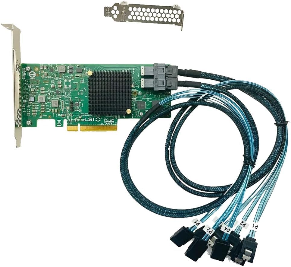 LSI SAS3008 9300-8I IT-Mode HBA JBOD PCI-E 3.0 SATA/SAS 8-Port SAS3 12Gb/s ZFS FreeNAS unRAID 2* SFF-8643 SATA Cable