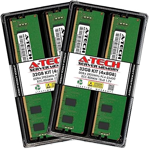 A-Tech 32GB Kit (2x16GB DDR4 3200MHz PC4-25600 ECC RDIMM 2Rx8 Dual Rank 1.2V ECC Registered DIMM 288-Pin Server & Workstation RAM Memory Upgrade Modules (A-Tech Enterprise Series