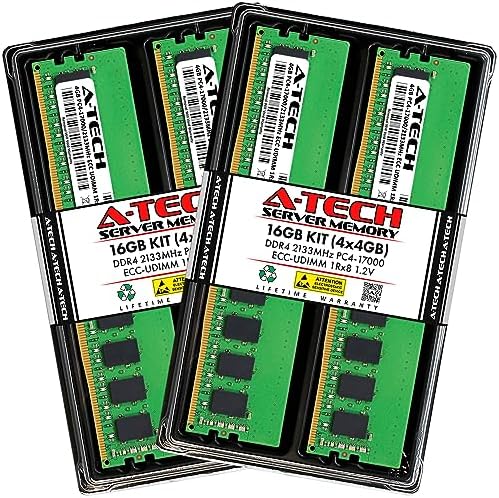 A-Tech Server 32GB Kit (2x16GB DDR4 2133MHz PC4-17000 ECC UDIMM 2Rx8 Dual Rank 1.2V ECC Unbuffered DIMM 288-Pin Server & Workstation RAM Memory Upgrade Modules (A-Tech Enterprise Series