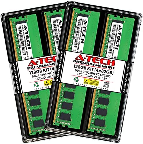A-Tech 128GB Kit (4x32GB RAM for Dell PowerEdge R250, R350, T150, T350 | DDR4 3200MHz PC4-25600 ECC-UDIMM 2Rx8 ECC Unbuffered Server Memory Upgrade