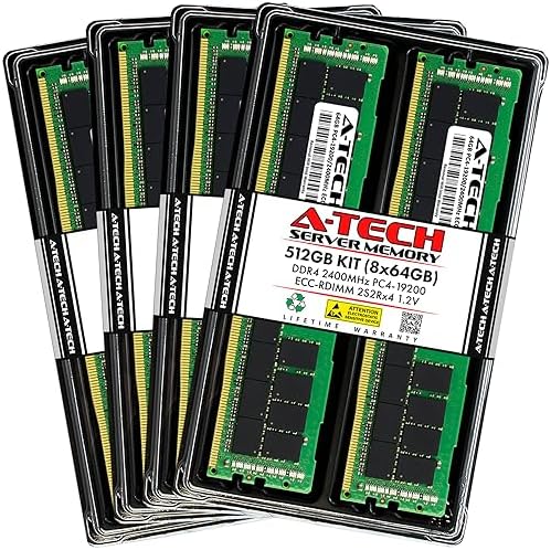 A-Tech 64GB Kit (2x32GB DDR4 2666MHz PC4-21300 ECC RDIMM 2Rx4 Dual Rank 1.2V ECC Registered DIMM 288-Pin Server & Workstation RAM Memory Upgrade Modules (A-Tech Enterprise Series
