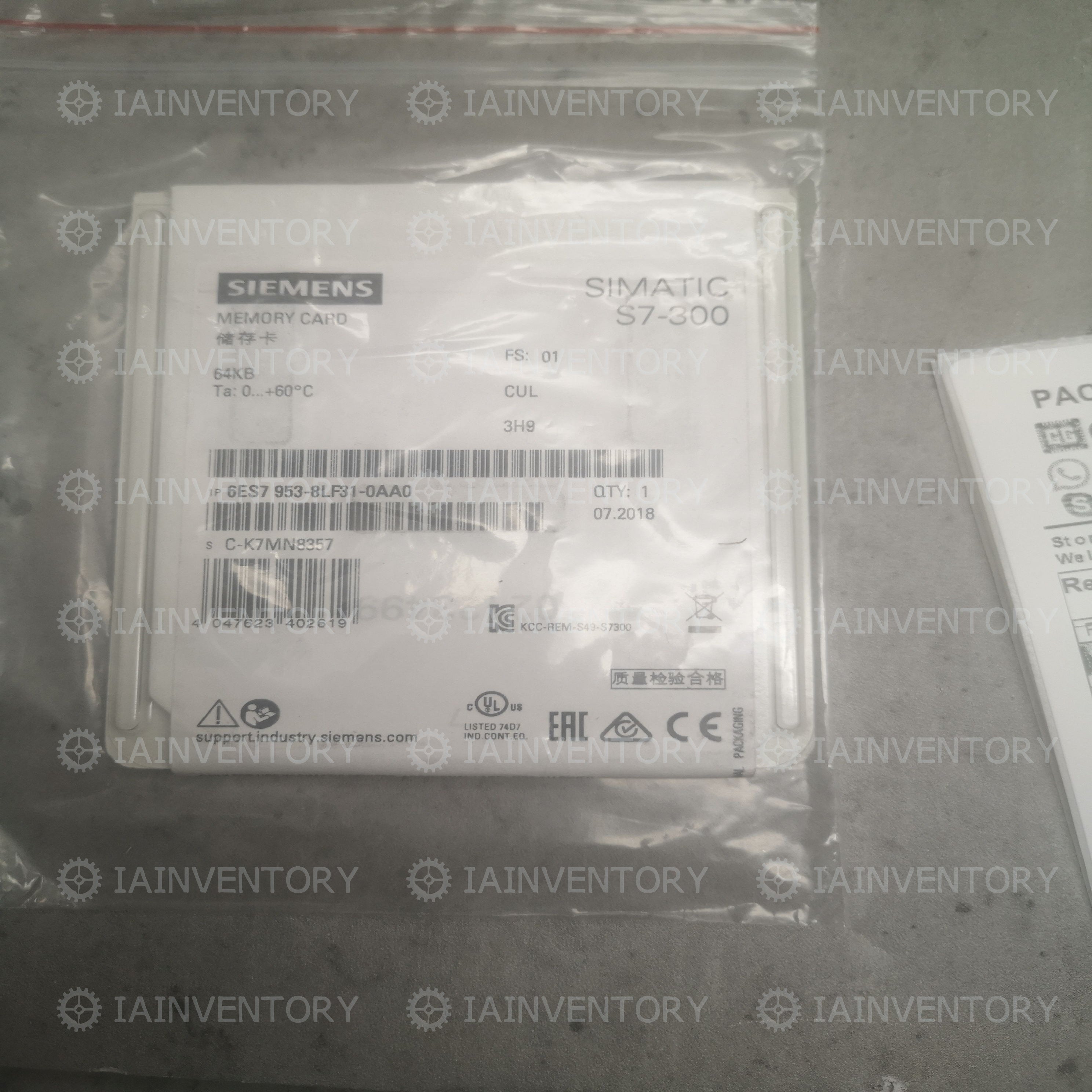 Siemens 6ES7953-8LF31-0AA0 Memory Card 6ES7 953-8LF31-0AA0