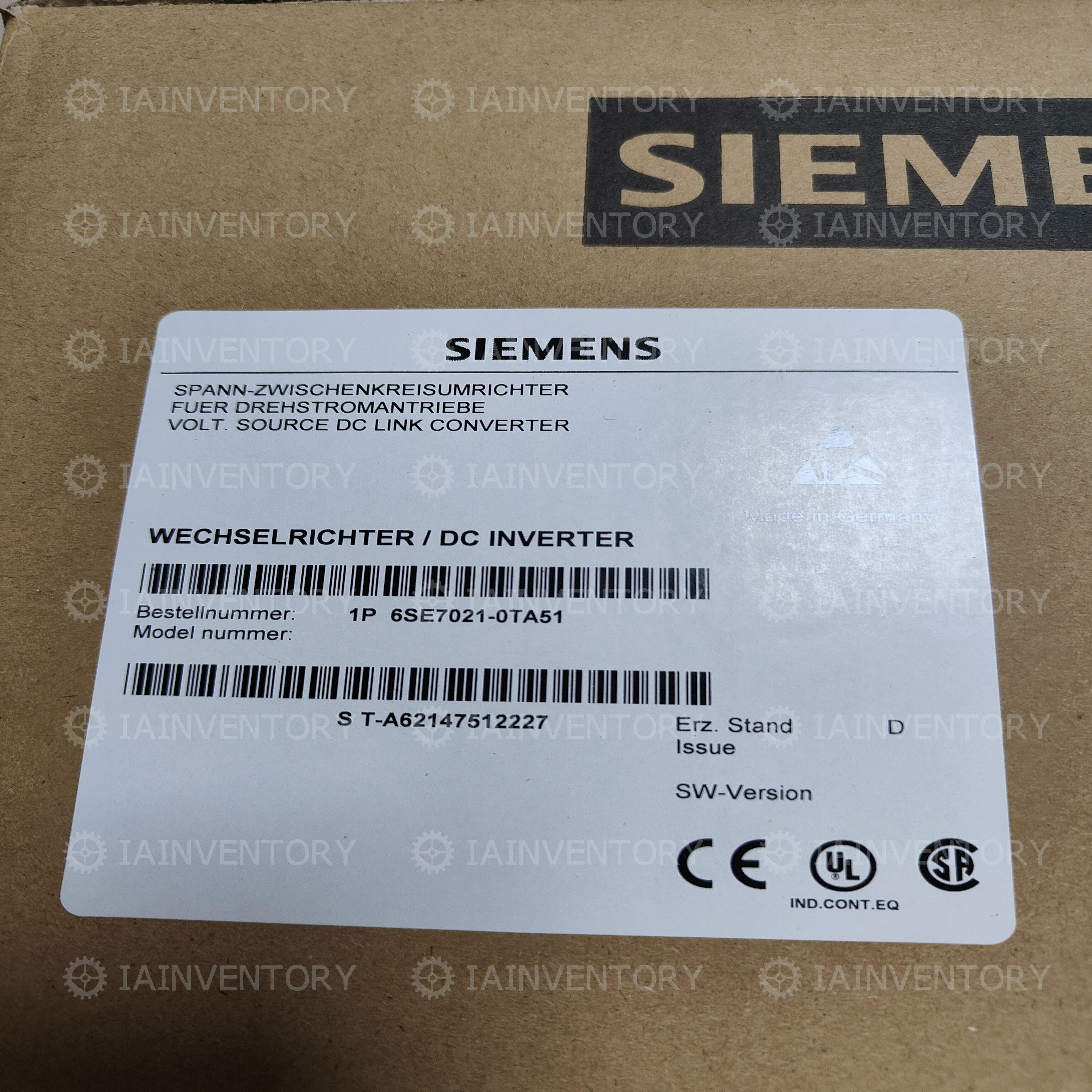 Siemens inverter 6SE7021-0TA51