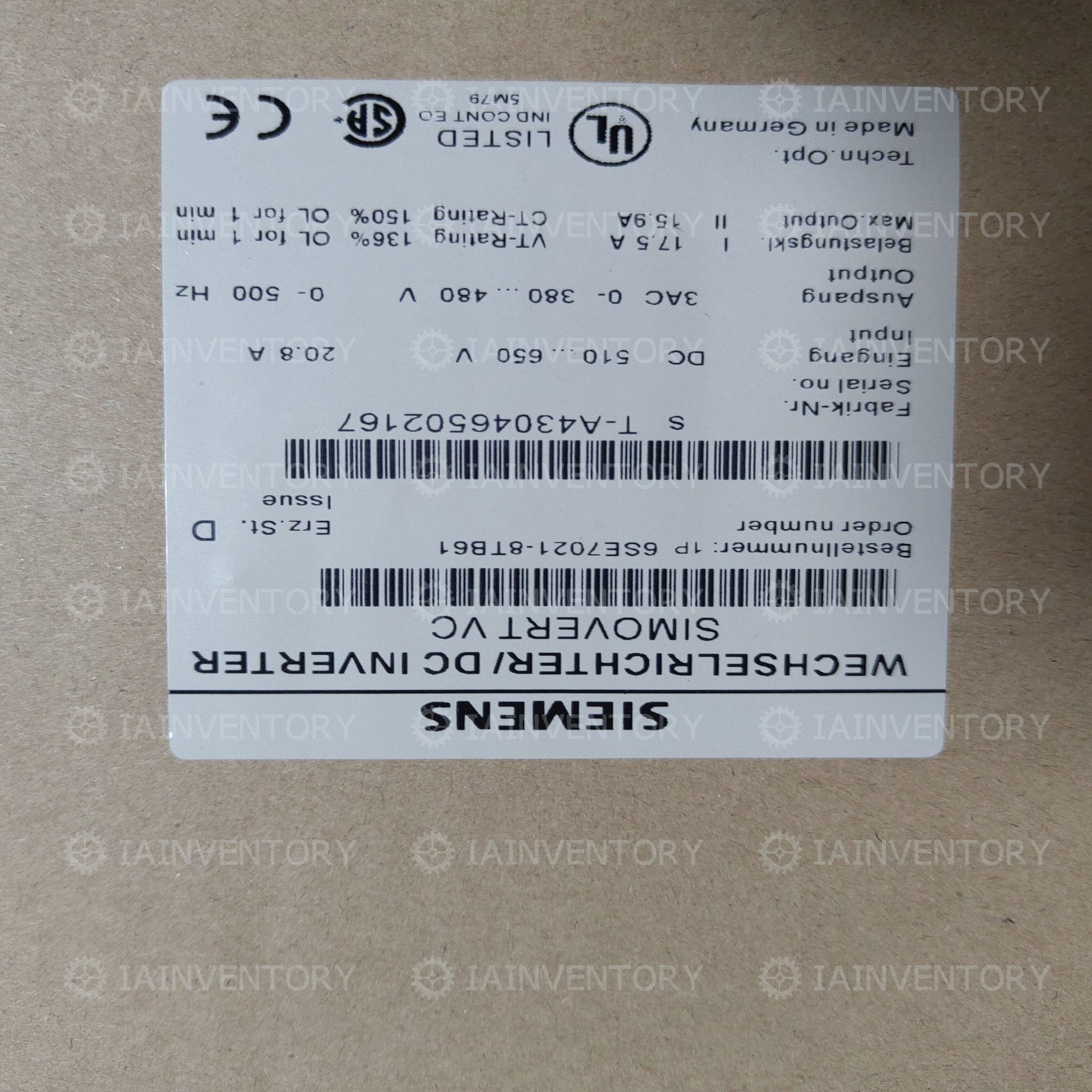 Siemens SIMOVERT Masterdrive 6SE7021-8TB61