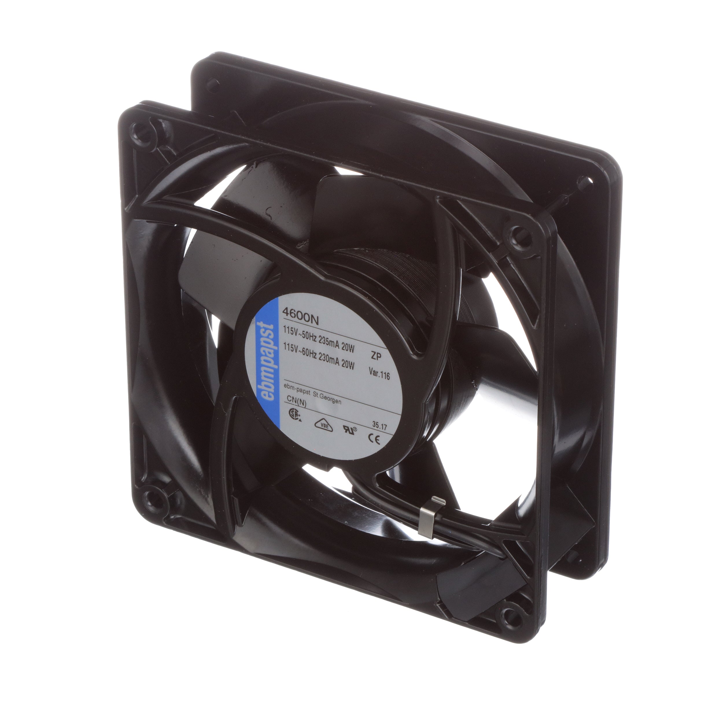ebm-papst 4600N AC Fan, 115V, 120x120x38mm, 105.9CFM, 18W, 50dBA, 3100RPM