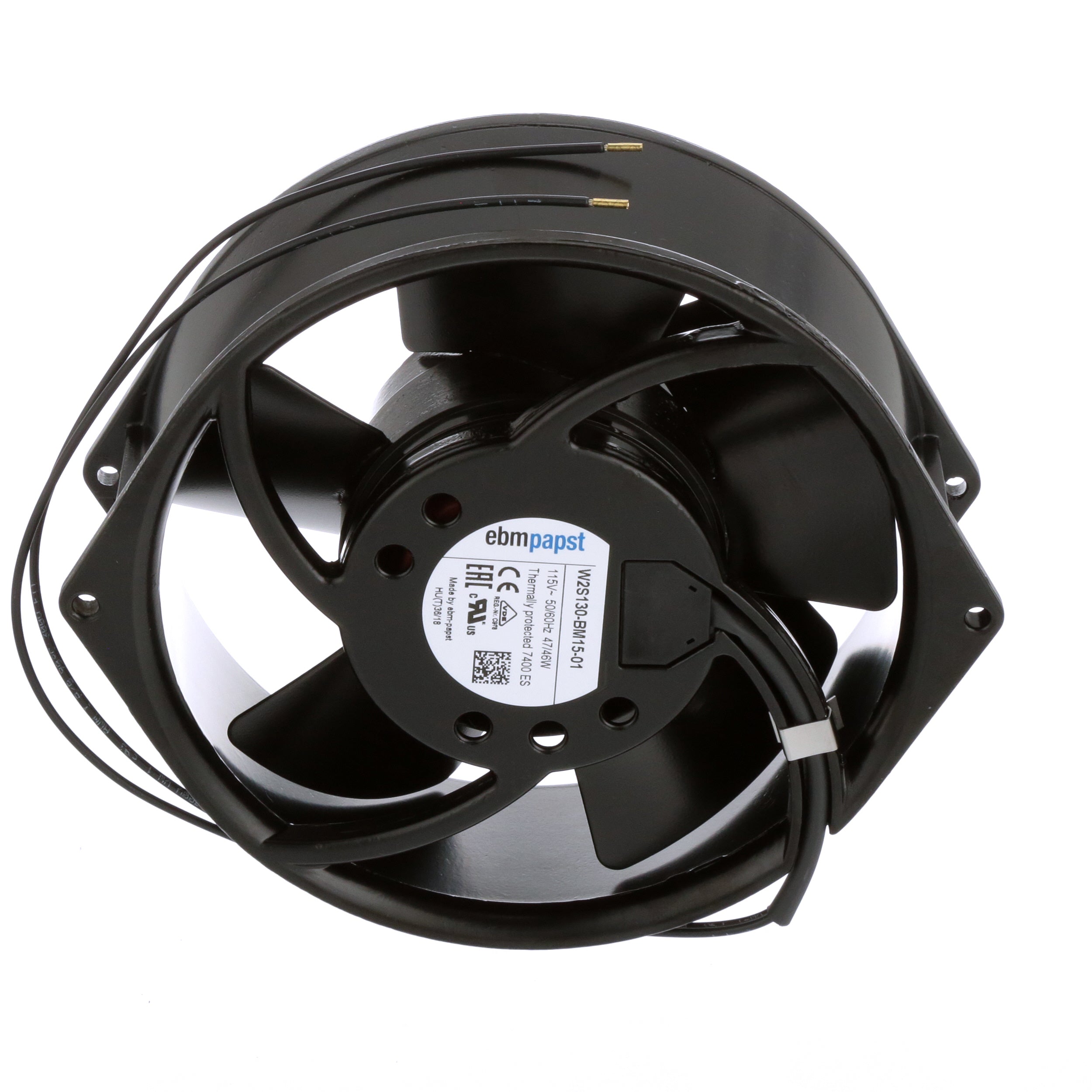 ebm-papst W2S130-BM15-01 AC Fan, 115V, 150x55mm, Round, 250.1CFM, 46W, 62dBA, Wire Leads