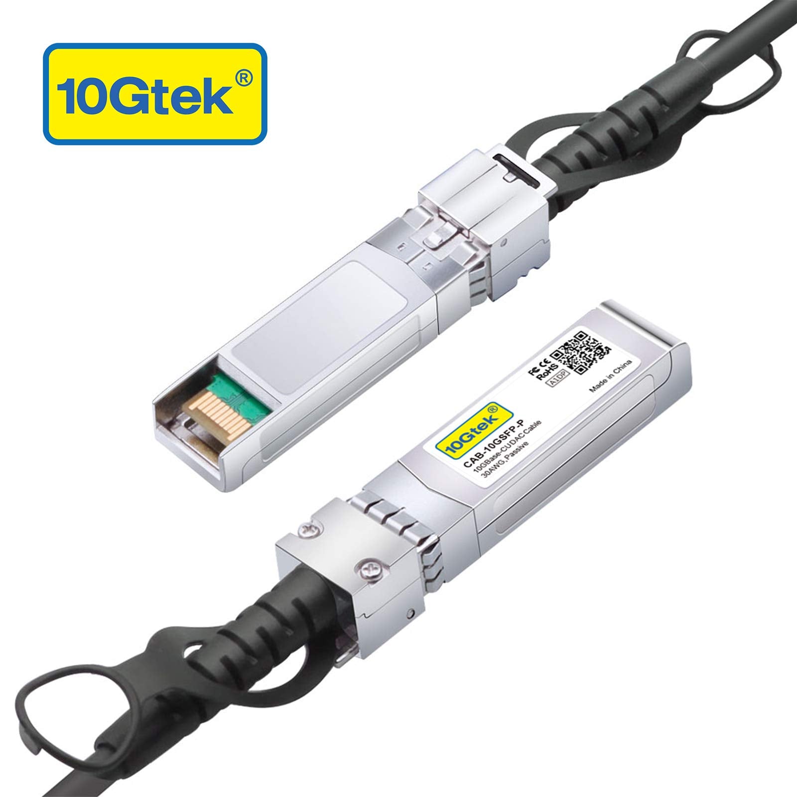 10Gtek 10G SFP+ DAC Cable - 10GBASE-CU Passive Direct Attach Copper Twinax SFP Cable for Cisco SFP-H10GB-CU0.3M, Meraki MA-CBL-TA-0.3M, Fortinet, Ubiquiti UniFi, D-Link, 0.3-Meter(1ft)