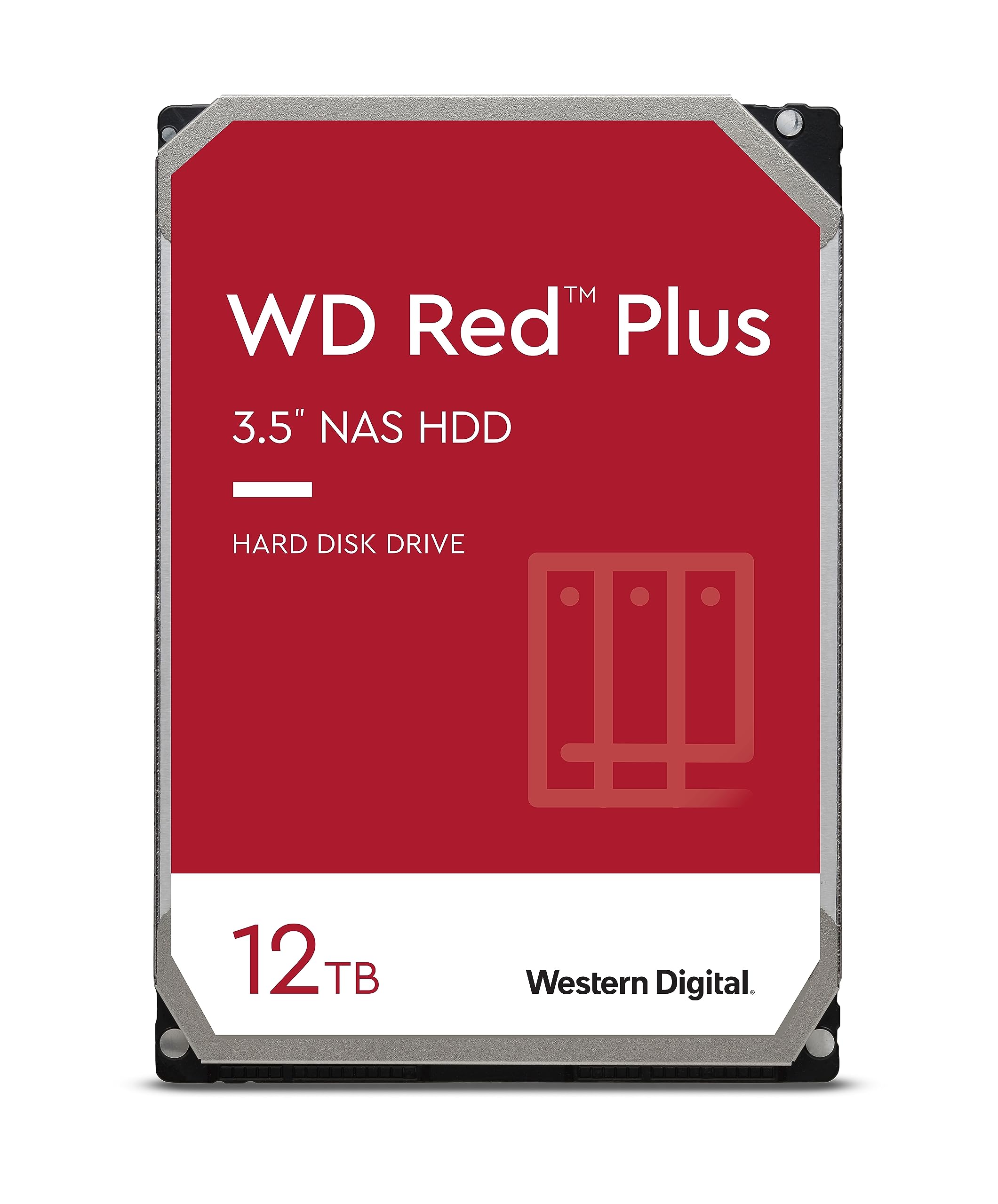 Western Digital 12TB WD Red Plus NAS Internal Hard Drive HDD - 5400 RPM, SATA 6 Gb/s, CMR, 256 MB Cache, 3.5" - WD120EFAX