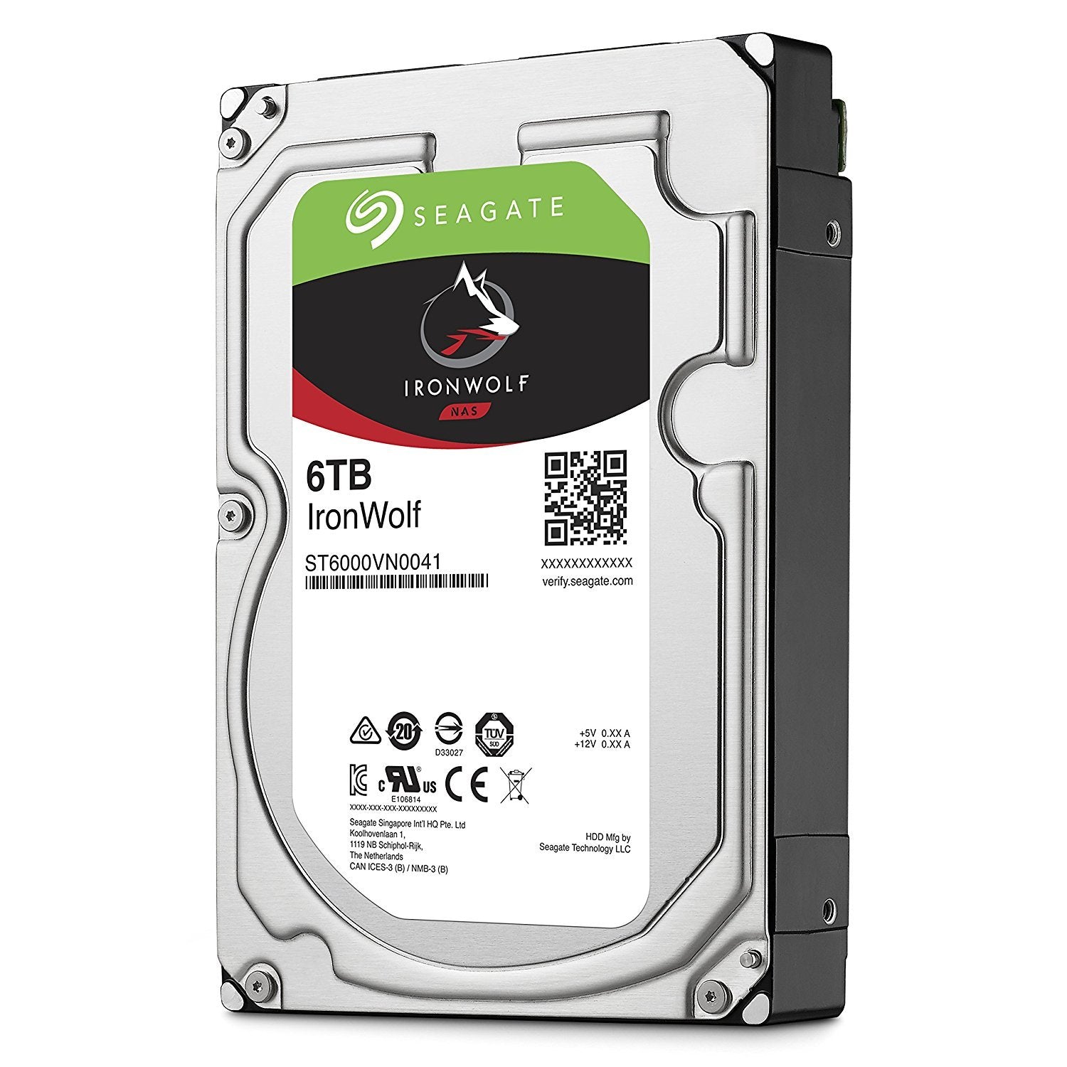 Seagate 6TB IronWolf NAS SATA 6Gb/s NCQ 128MB Cache 3.5-Inch Internal Hard Drive (ST6000VN0041)