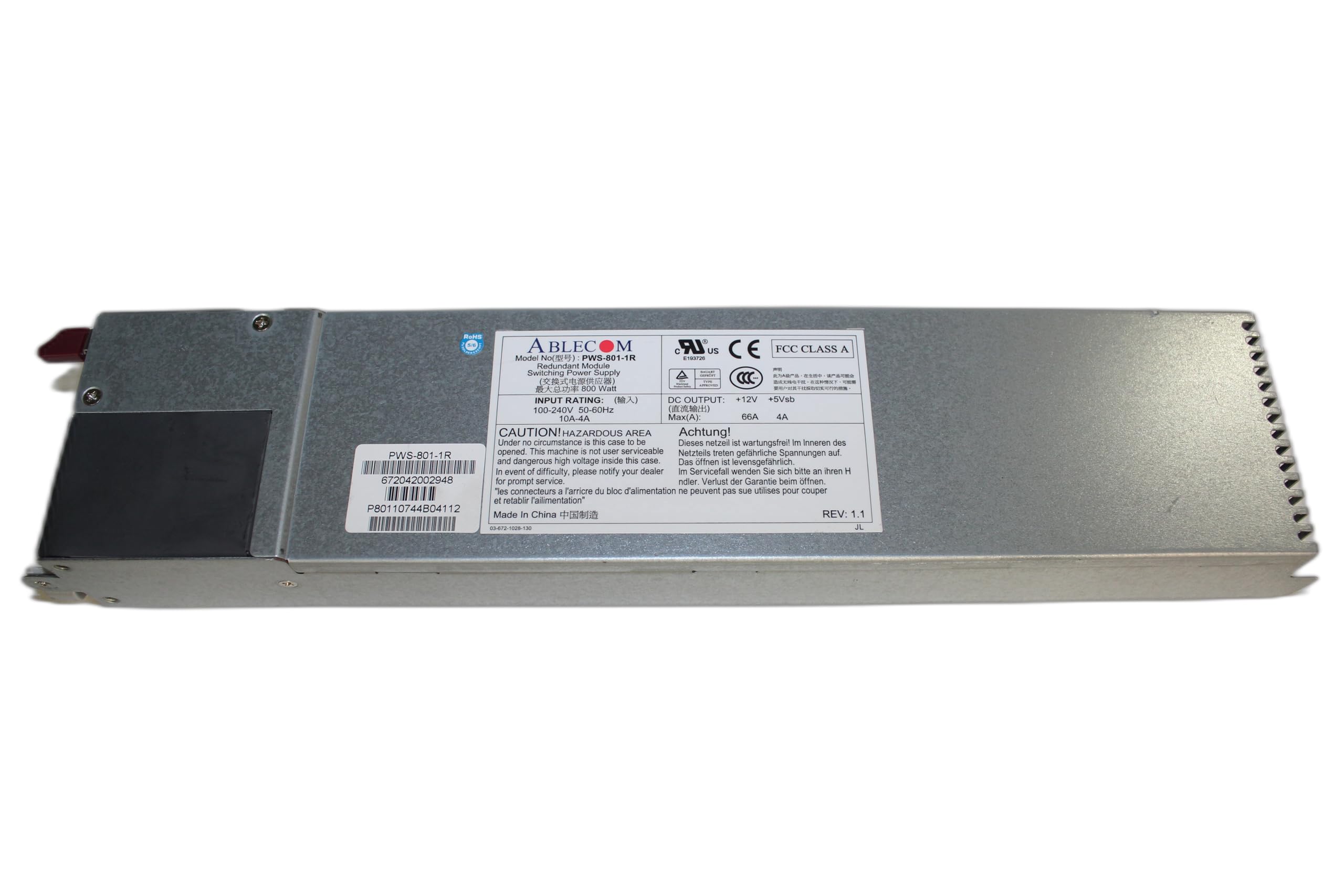 Ablecom PWS-702A-1R 700W Redundant Module Swithching HotSwap Server Power Supply