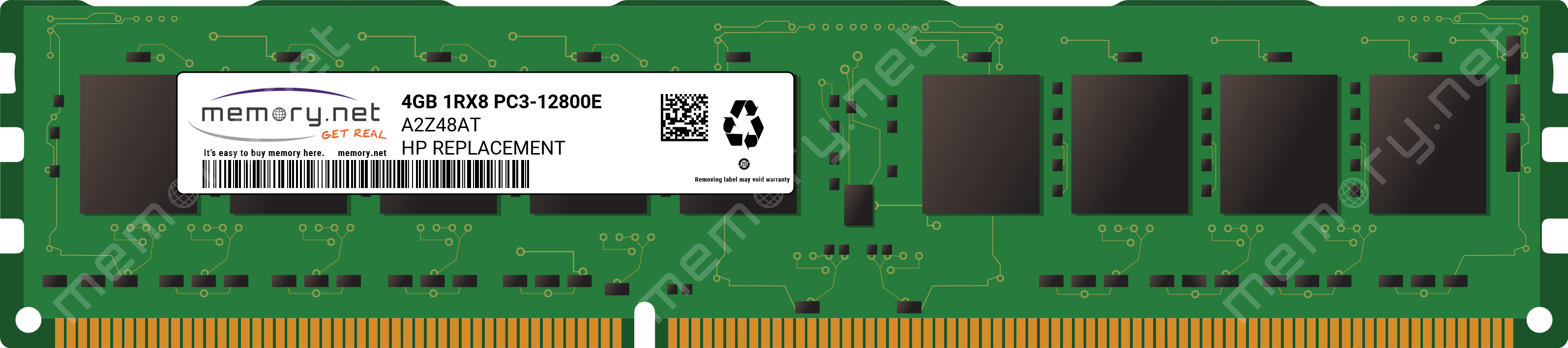 A2Z48AT - HP 1x 4GB DDR3-1600 ECC UDIMM PC3-12800E Single Rank x8 Replacement