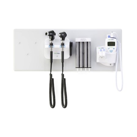 Welch Allyn Green Series 777 Integrated Wall System with PanOptic Plus LED Ophthalmoscope, MacroView Plus LED Otoscope for iExaminer, Ear Specula Dispenser, and SureTemp Plus Thermometer (777-PM3WXS-US