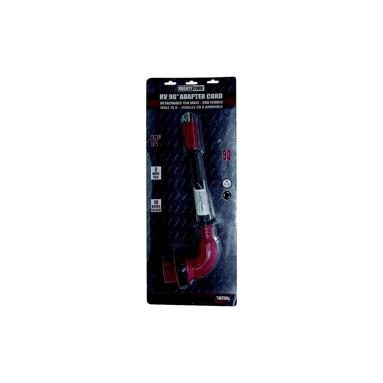 Valterra A10-1530D90VP Mighty Cord 90° Adapter Cord, 15AM-30AF, Carded