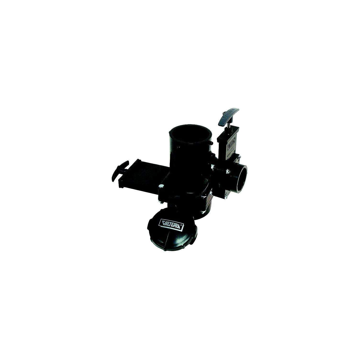 Valterra T18 T18 RV Rotating San Tee Double Valve w/ 3" Spigot x 2" Hub x 3", Bayonet Cap