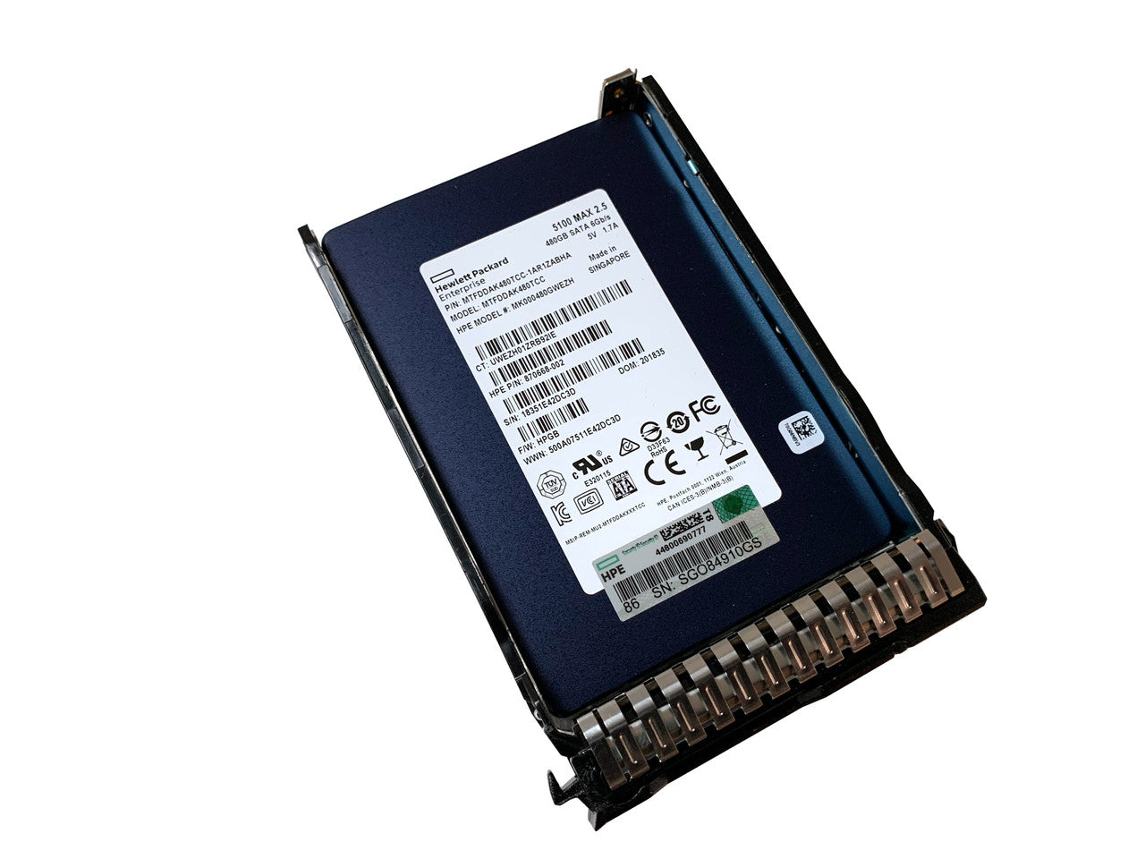 816985-B21 HPE 480GB 6G 2.5” SC MU SATA Solid State Drive