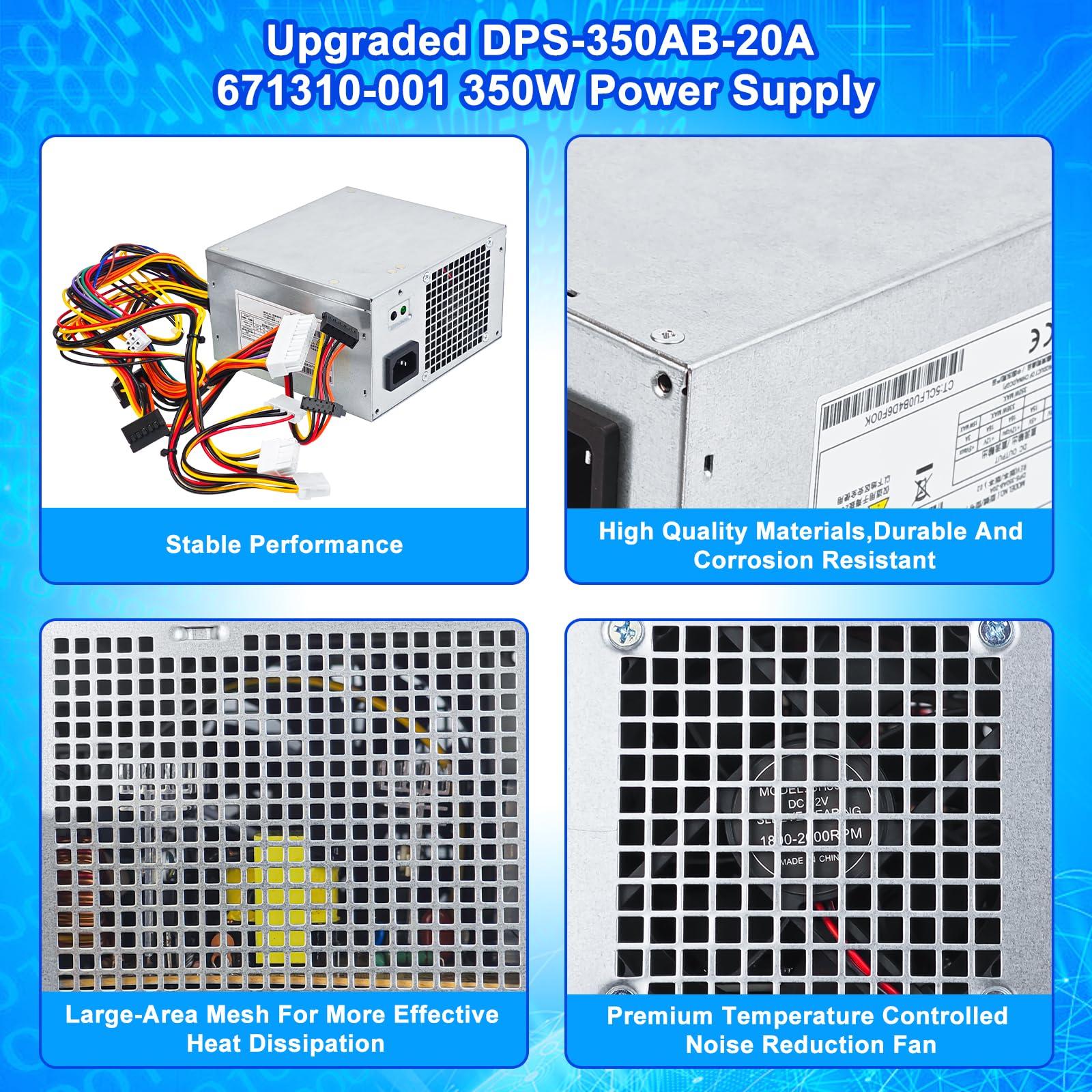 DPS-350AB-20A 350W ATX Power Supply PSU Compatible with HP ProLiant ML310e G8 671310-001 686761-001 DPS-350AB-20 A Power Supply