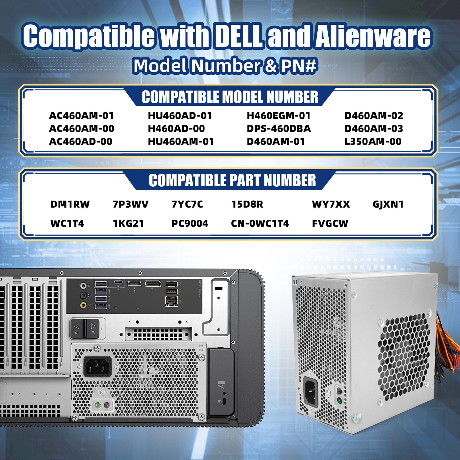 HU460AM-01 WC1T4 D460AM-03 460W Power Supply Compatible with Dell XPS 8930 8920 8910 8900 8700 8300 Alien-Ware Aurora R5 Replacement DPS-460DB-15 AC460AM-01 WY7XX WC1T4 D460AM-03 L350AM-00 - aloinfousa.com